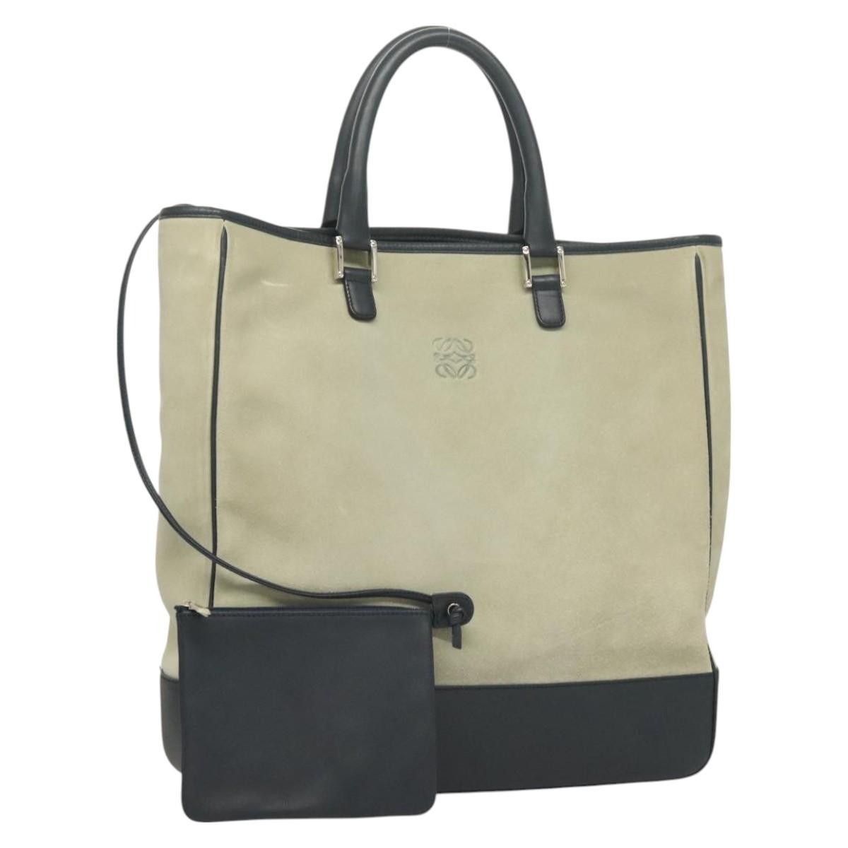 Loewe Anagram Tote Suede, GRAY, SUEDE, Tote bag