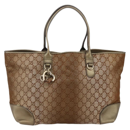 Gucci Heart Bit Open Tote GG Canvas with Leather, BEIGE, CANVAS, Tote bag