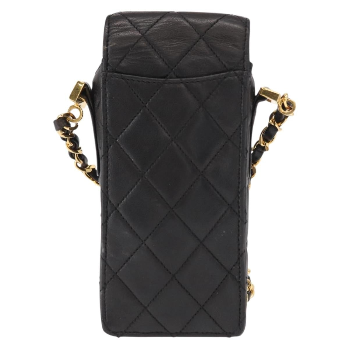 Chanel Chain Shoulder Bag Leather, BLACK, LEATHER, Shoulder bag