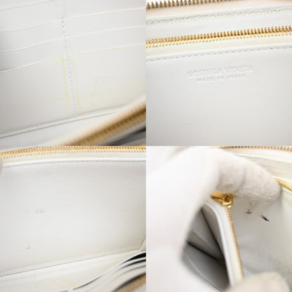 Bottega Veneta Cassette Zip Around Wallet Maxi Intrecciato Leather, WHITE, LEATHER, Wallets