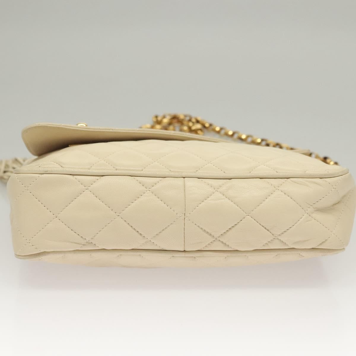 Chanel Vintage Front Pocket Camera Bag Quilted Lambskin, WHITE, LEATHER, Crossbody bag