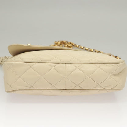 Chanel Vintage Front Pocket Camera Bag Quilted Lambskin, WHITE, LEATHER, Crossbody bag