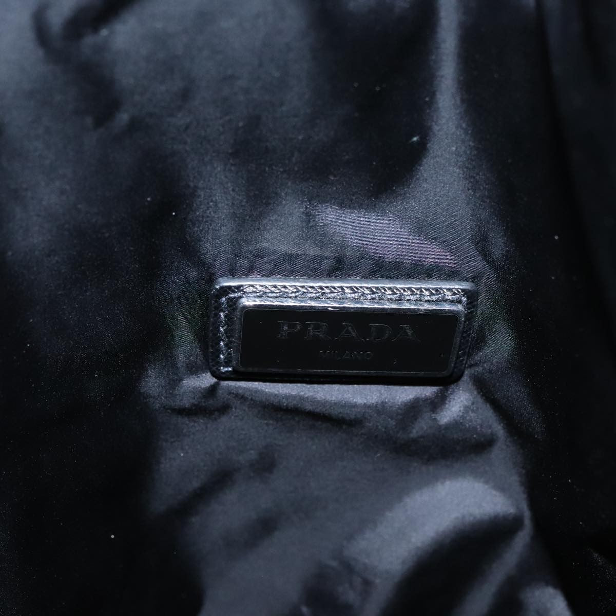 Prada Logo Drawstring Backpack Tessuto with Printed Saffiano, BLACK, NYLON, Backpack