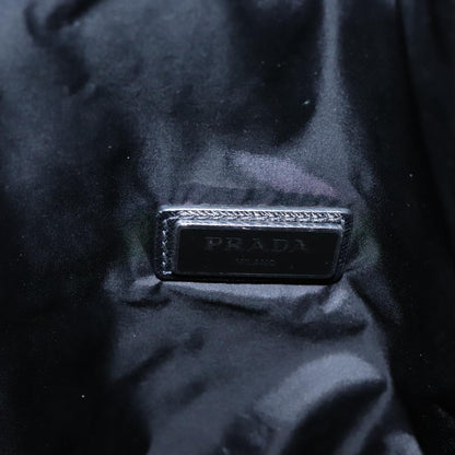 Prada Logo Drawstring Backpack Tessuto with Printed Saffiano, BLACK, NYLON, Backpack