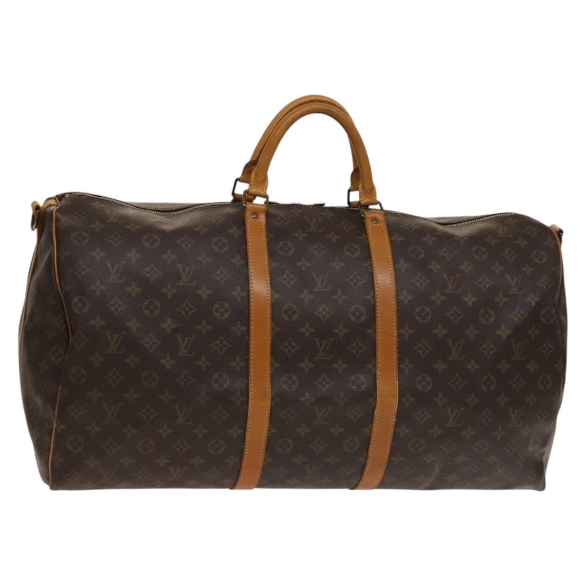 Louis Vuitton Keepall Bandouliere Bag Monogram Canvas, BROWN, CANVAS, Travel bag