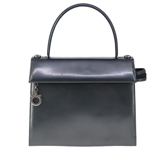 Salvatore Ferragamo Vintage Handbag Leather, BLACK, LEATHER, Handbag