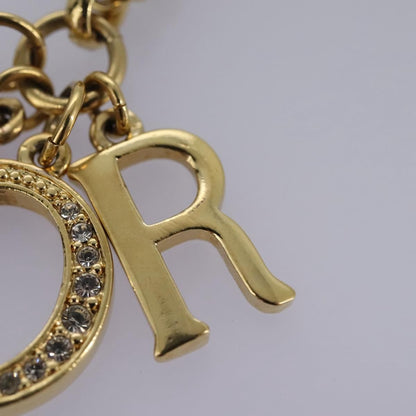 Christian Dior Logo Pendant Necklace Metal with Crystal, GOLD, METAL, Necklace