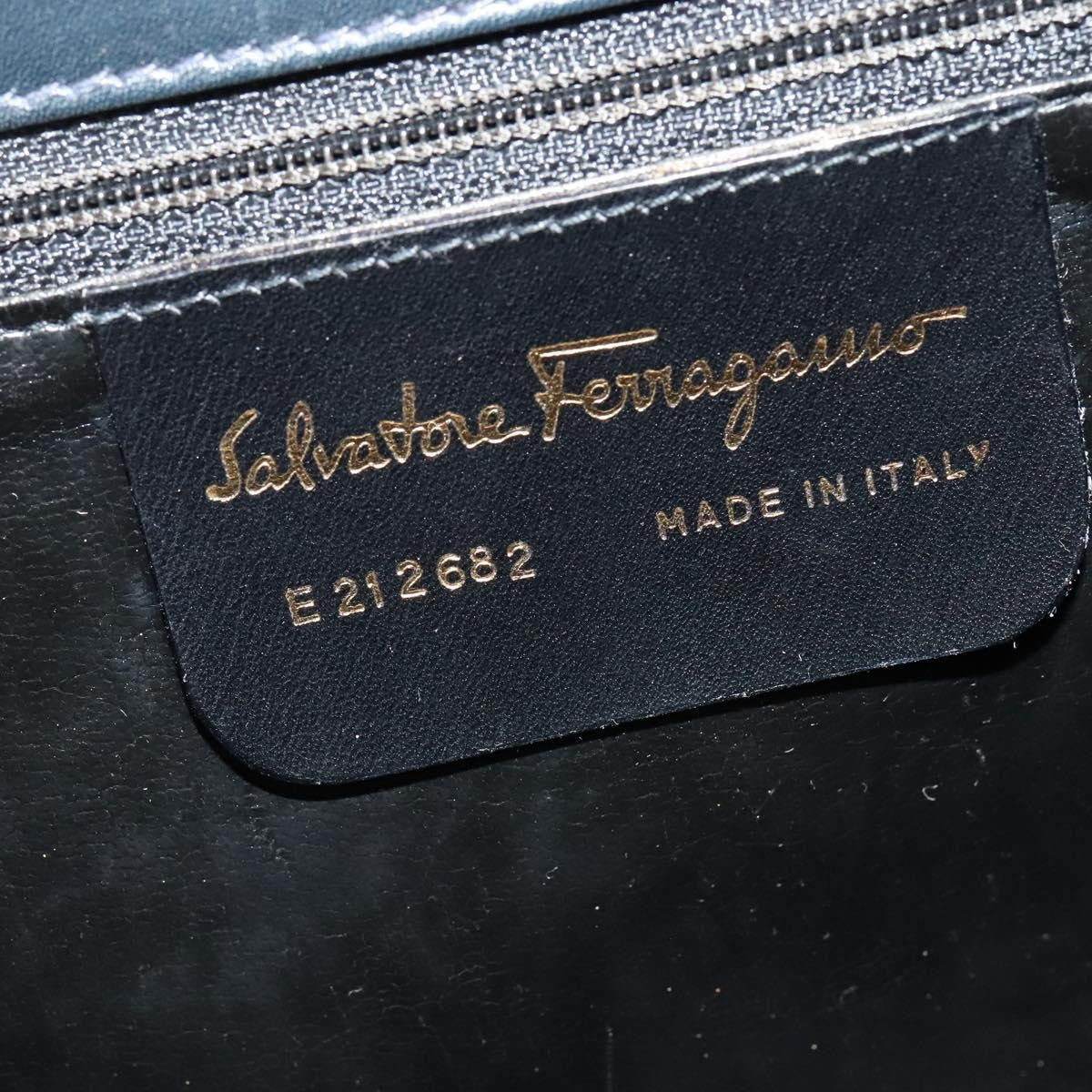 Salvatore Ferragamo Gancini Shoulder Bag Leather, NAVY, LEATHER, Shoulder bag