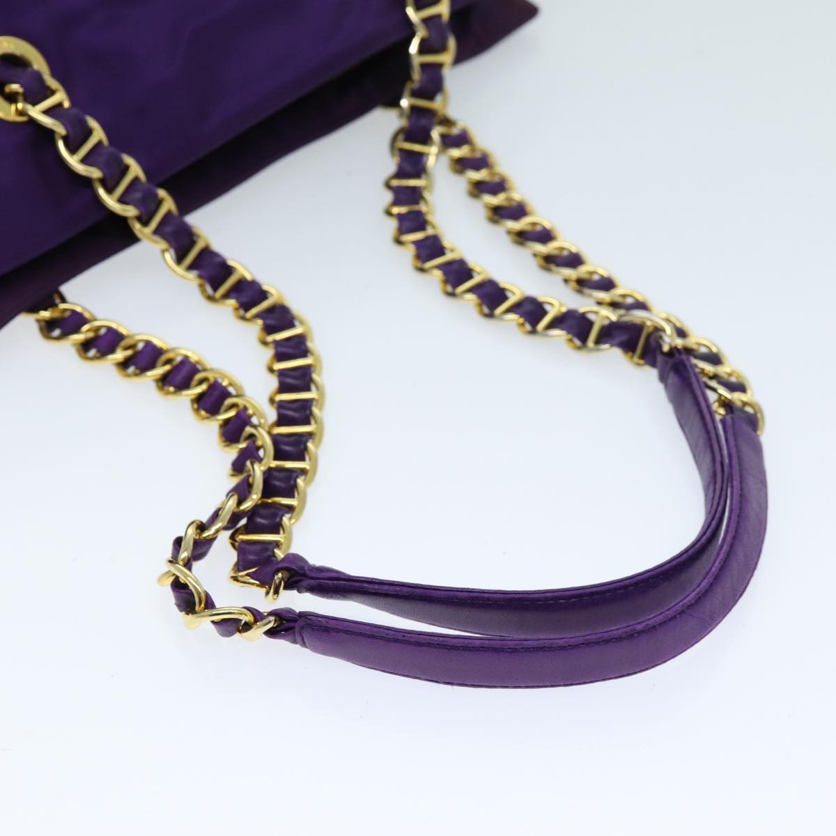 Prada Convertible Chain Tote Quilted Tessuto, PURPLE, NYLON, Shoulder bag