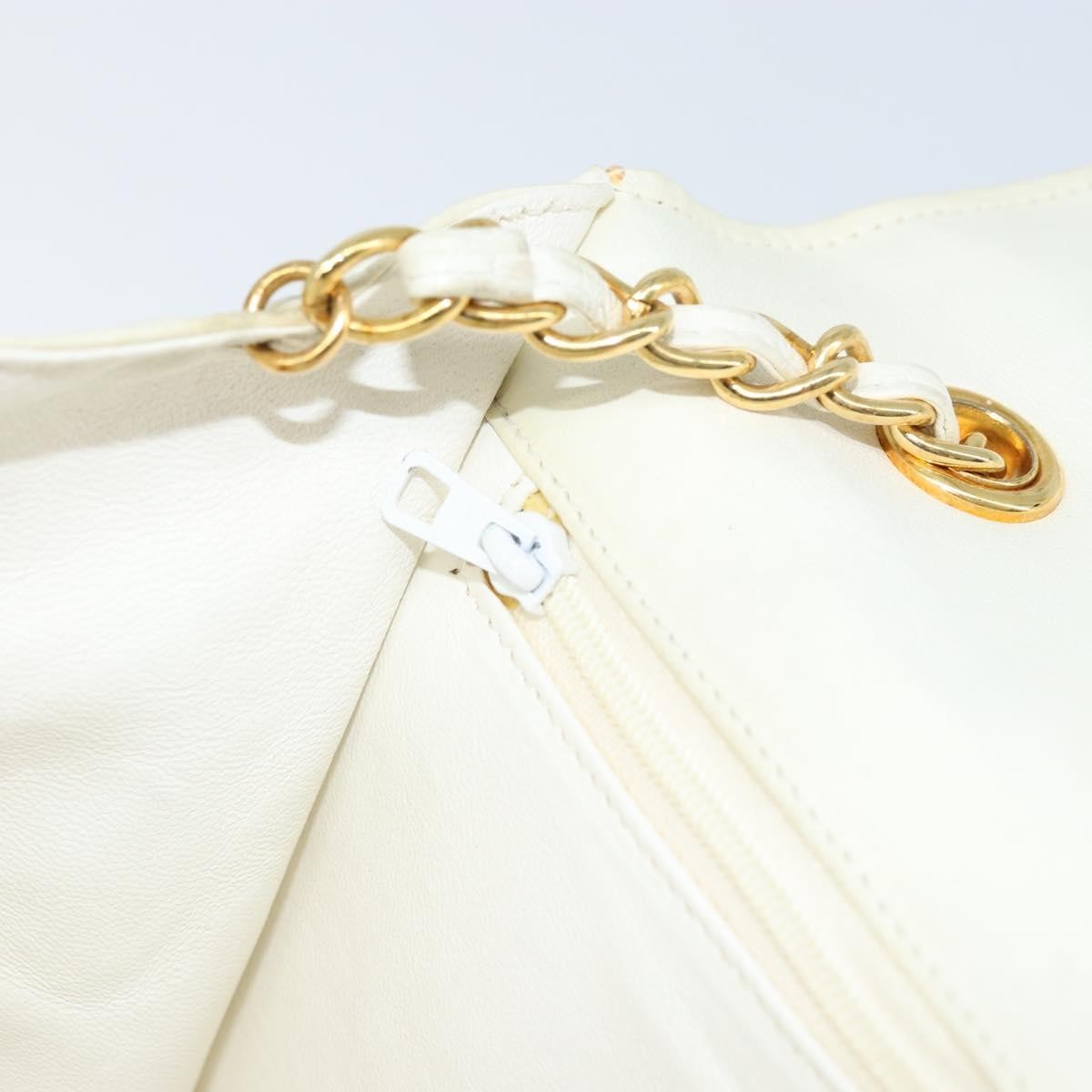 Chanel Vintage CC Full Flap Bag Quilted Lambskin, White, Leather, Shoulder Bag