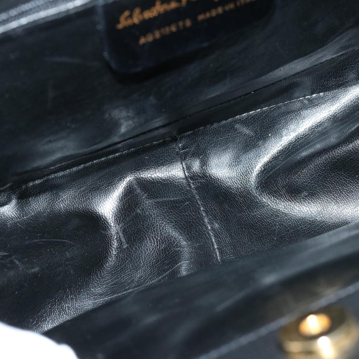 Salvatore Ferragamo Gancini handbag Leather, BLACK, LEATHER, Handbag