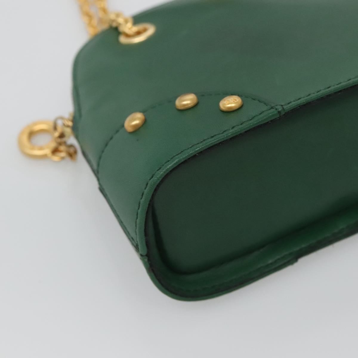 Celine Chain Shoulder Bag Leather, GREEN, LEATHER, Shoulder bag