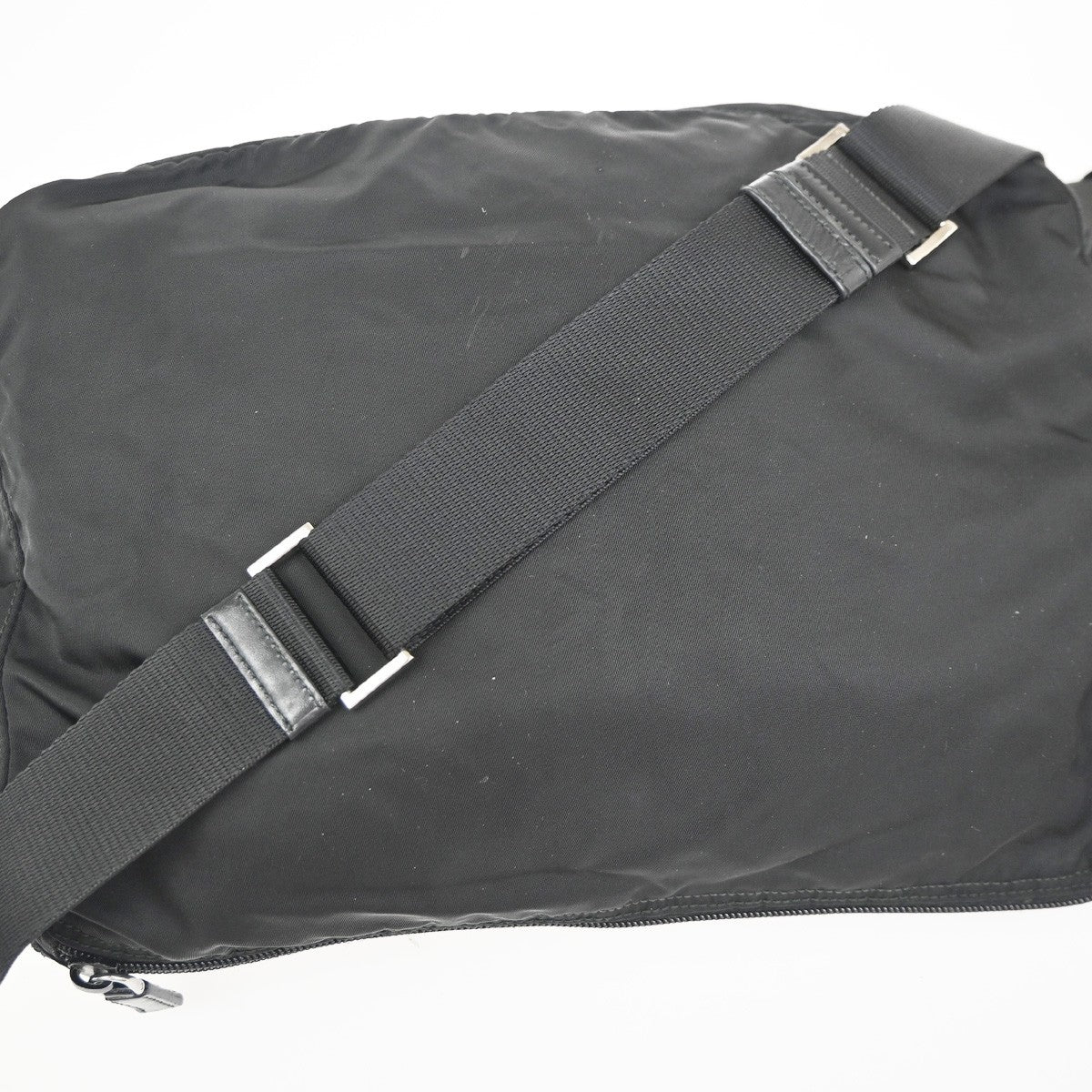 Prada Zip Buckle Messenger Bag Tessuto, BLACK, NYLON, Crossbody bag