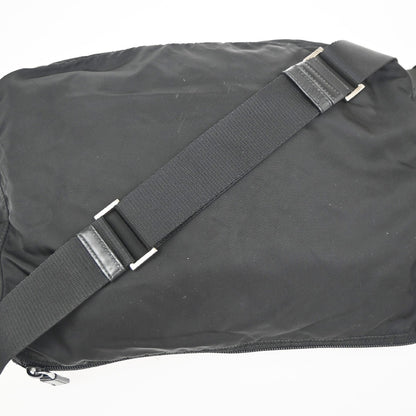 Prada Zip Buckle Messenger Bag Tessuto, BLACK, NYLON, Crossbody bag