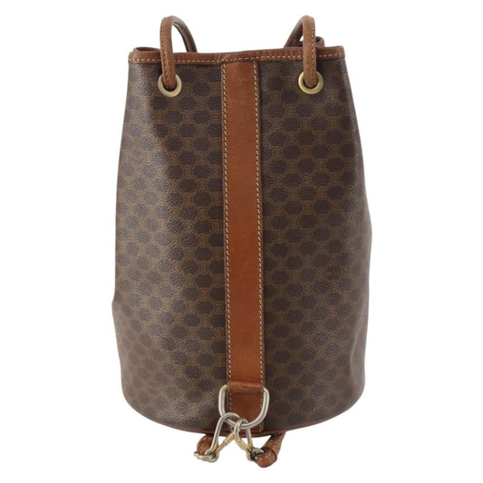 Celine Vintage Macadam Backpack Canvas and Leather, Brown, Canvas, Backpack