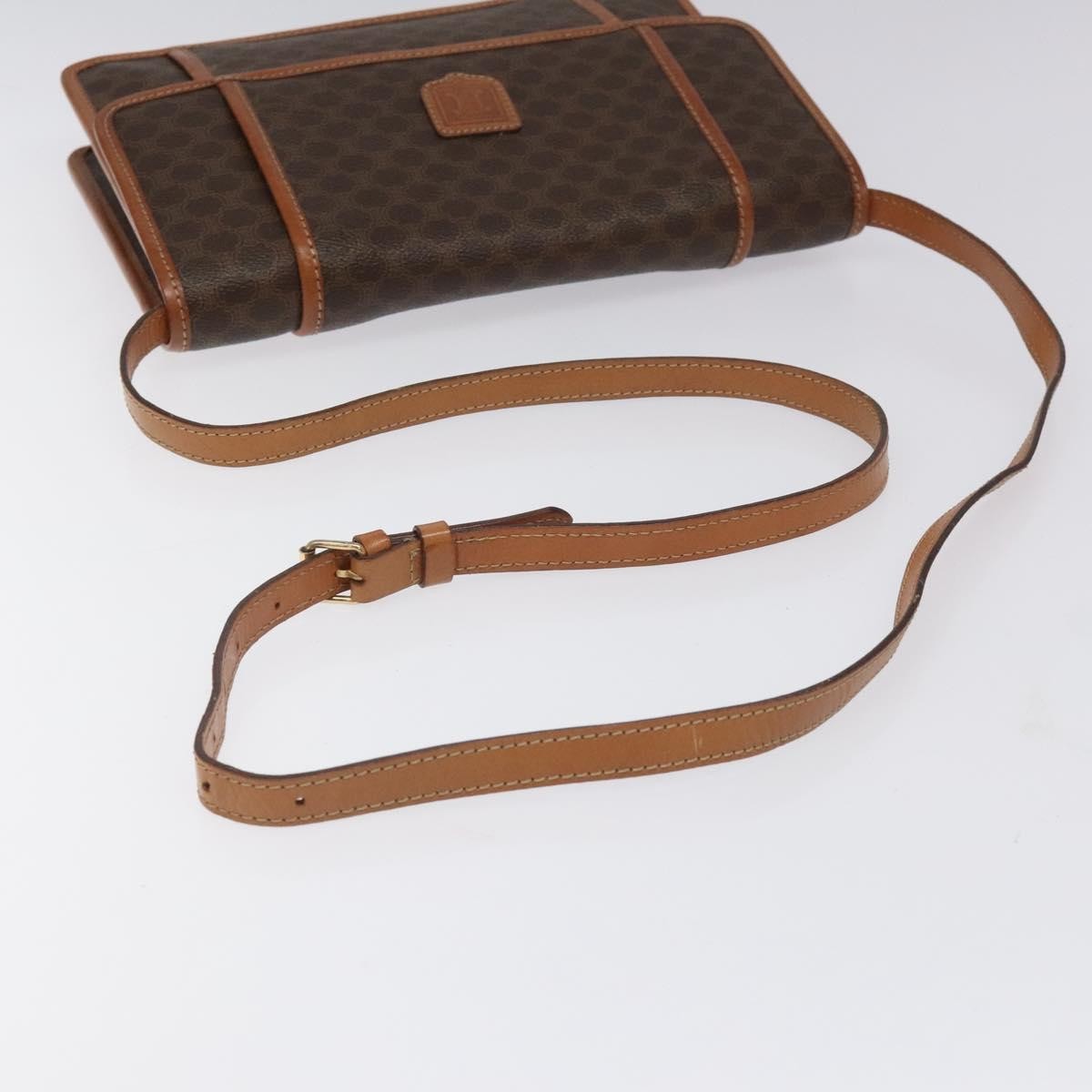 Celine Vintage Macadam Shoulder Bag Canvas and Leather, BROWN, CANVAS, Shoulder bag