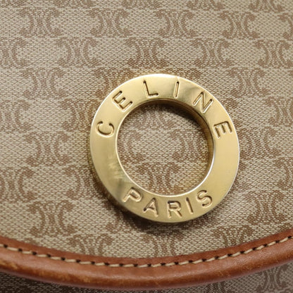 Celine Vintage Macadam Shoulder Bag Canvas and Leather, BEIGE, CANVAS, Shoulder bag
