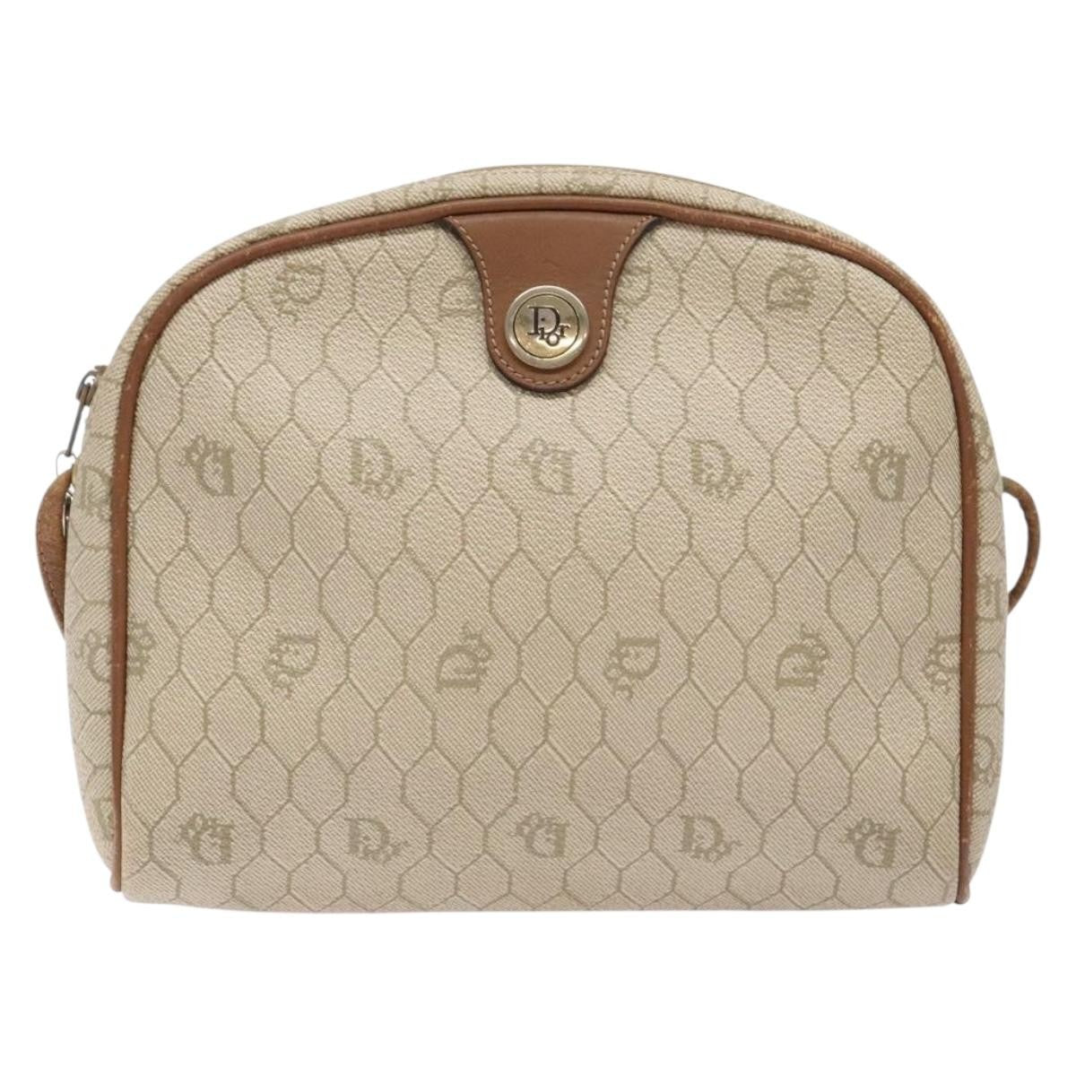 Christian Dior Vintage Honeycomb Shoulder Bag Canvas, BEIGE, CANVAS, Shoulder bag