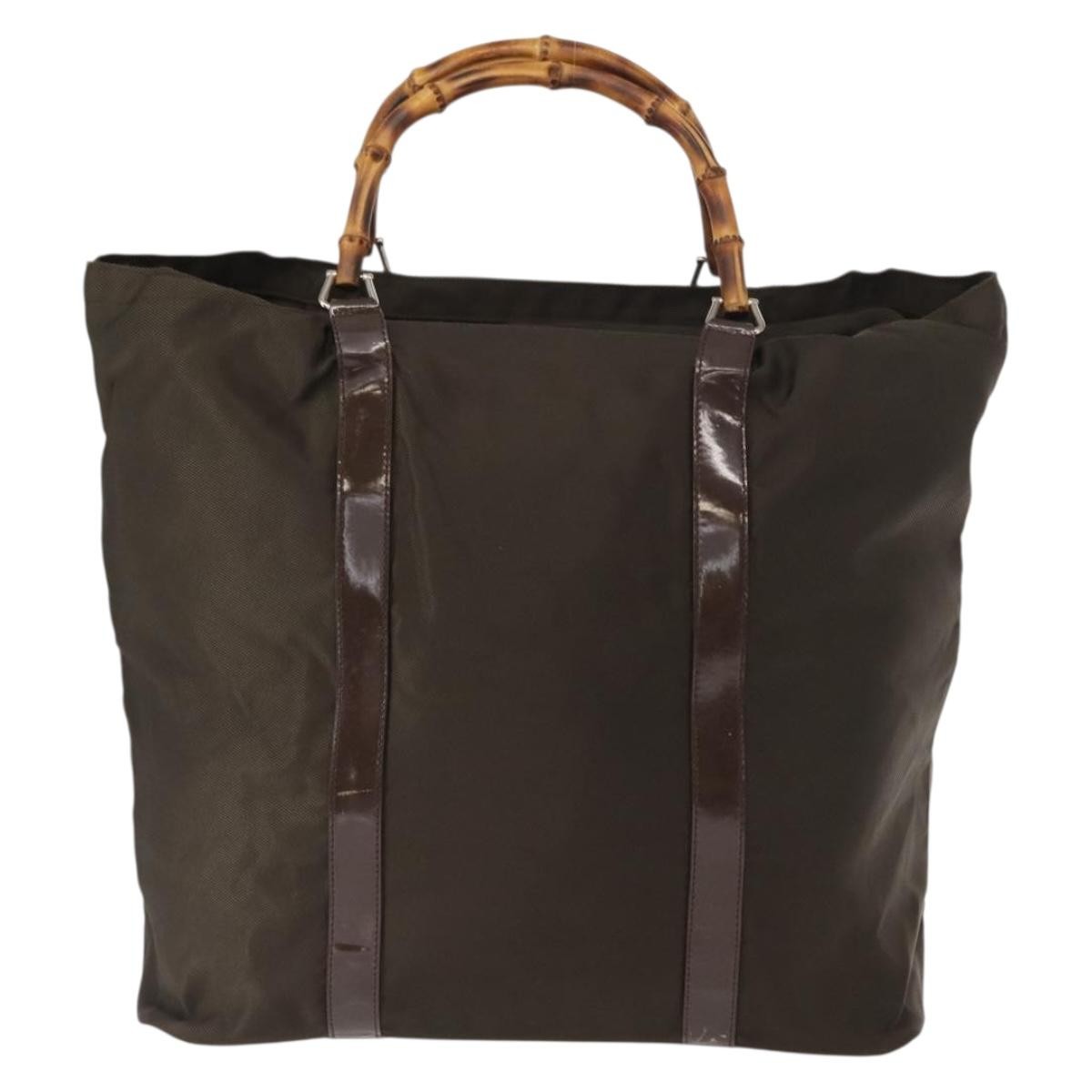 Gucci Bamboo tote bag Nylon, KHAKI, NYLON, Tote bag