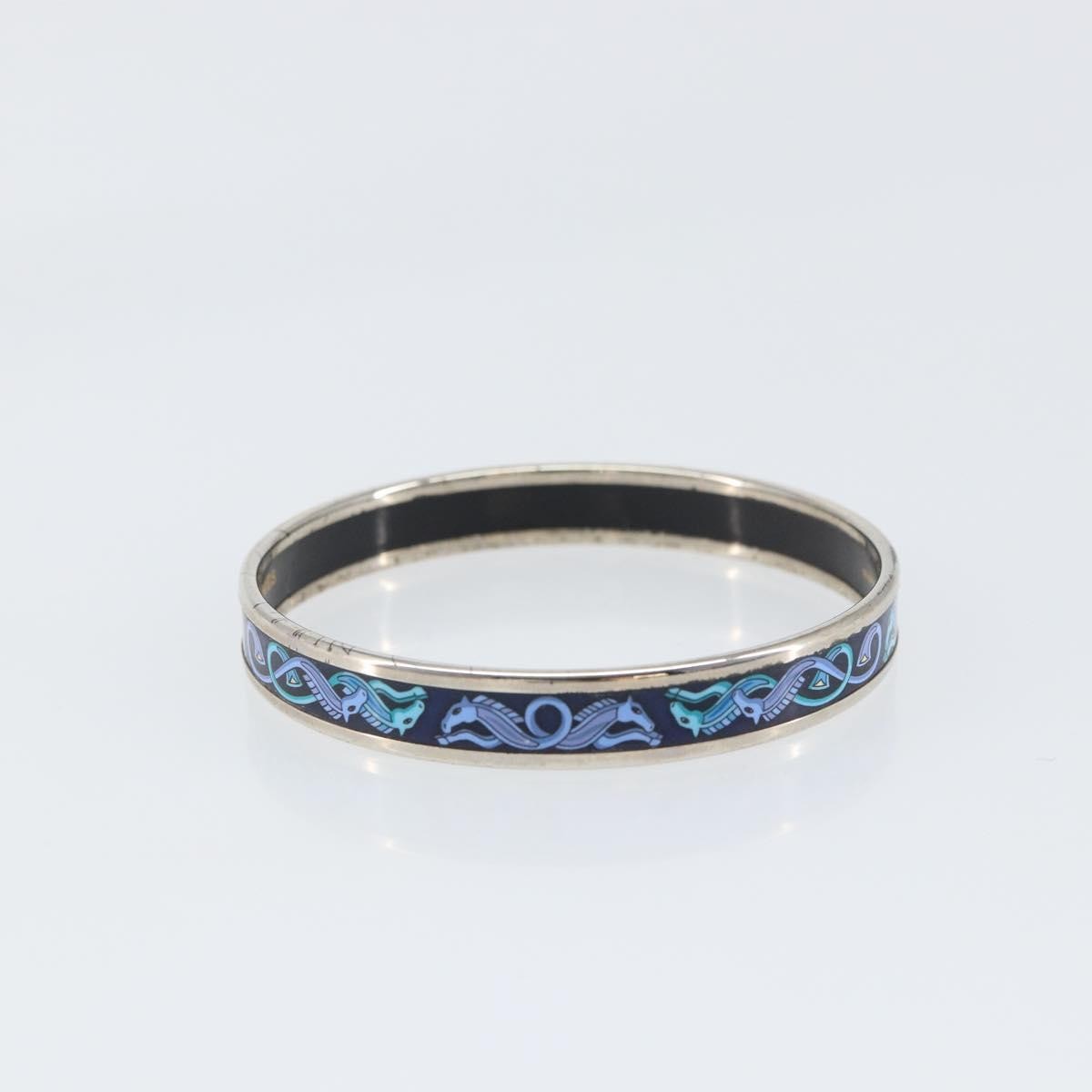 Hermes Caleche Bangle Bracelet Metal, NAVY, METAL, Bracelet