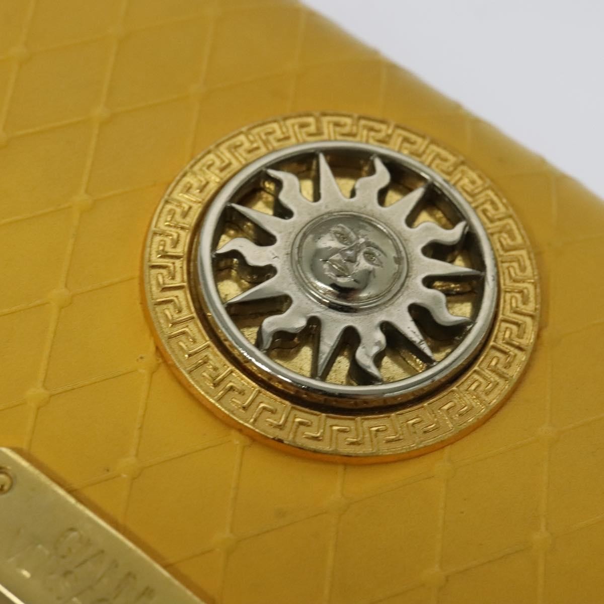 Versace Wristlet Pouch Leather, YELLOW, LEATHER, Clutche & pouche