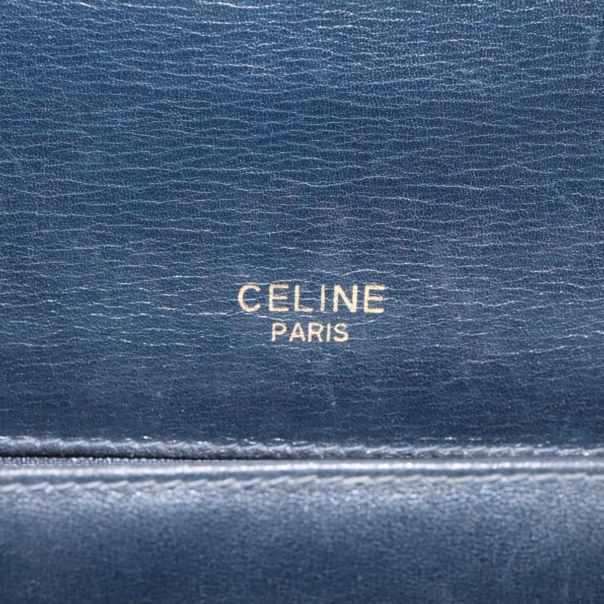 Celine Flap Shoulder Bag Leather, NAVY, LEATHER, Shoulder bag