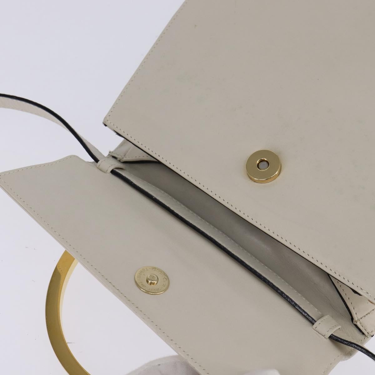 Salvatore Ferragamo Gancini handbag Leather, WHITE, LEATHER, Handbag