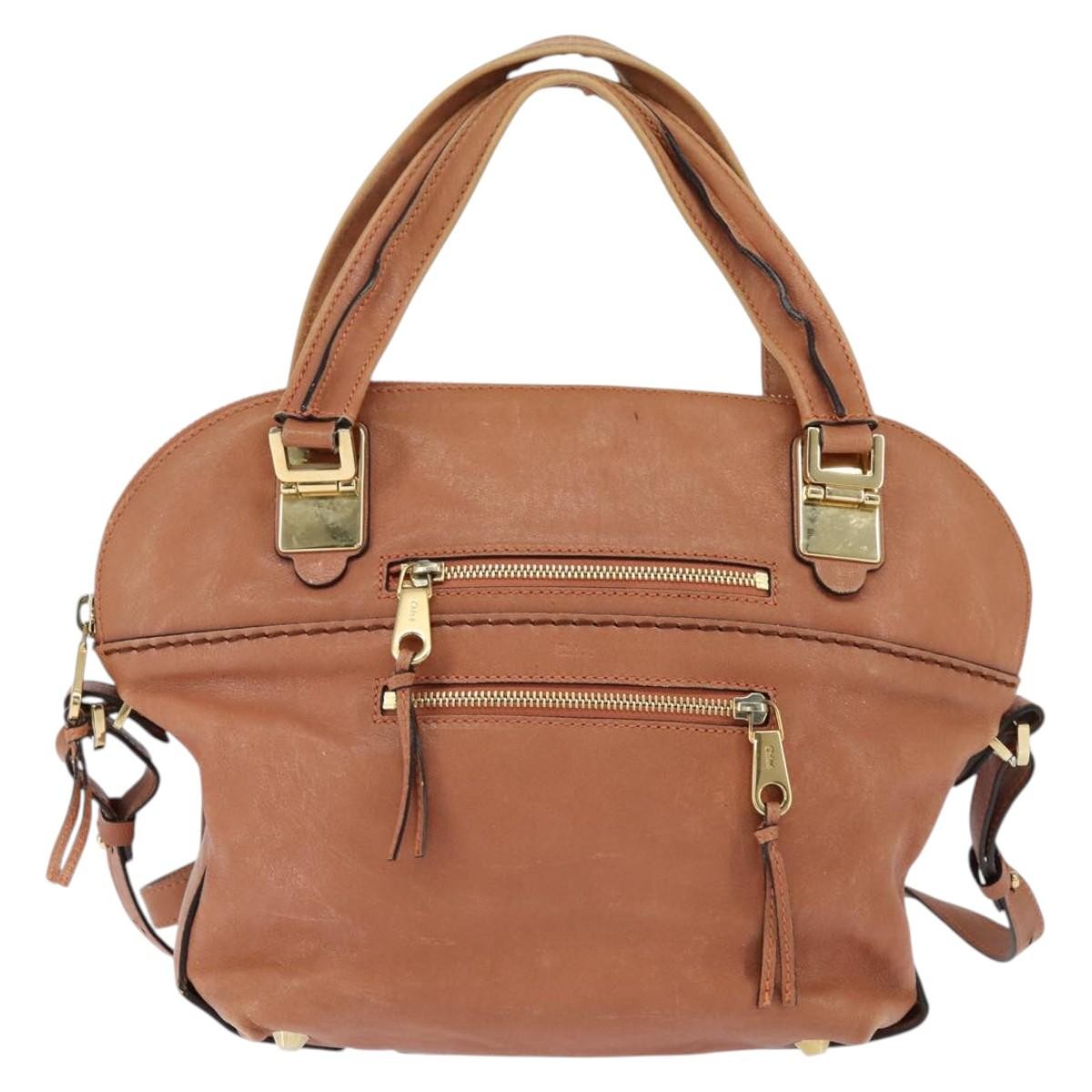 Chloe Angie Tote Leather, BROWN, LEATHER, Tote bag