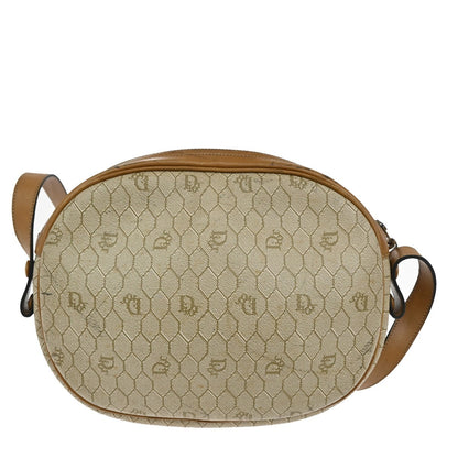 Christian Dior Vintage Honeycomb Shoulder Bag Canvas and Leather, BEIGE, CANVAS, Shoulder bag