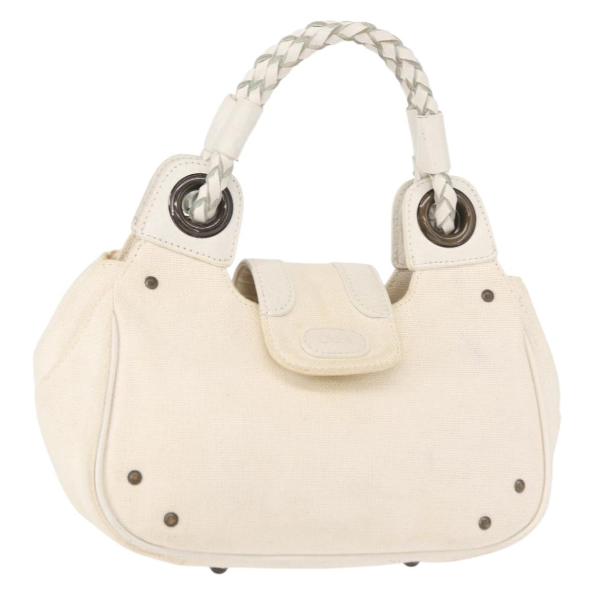 Chloe Vintage handbag Leather, WHITE, CANVAS, Handbag