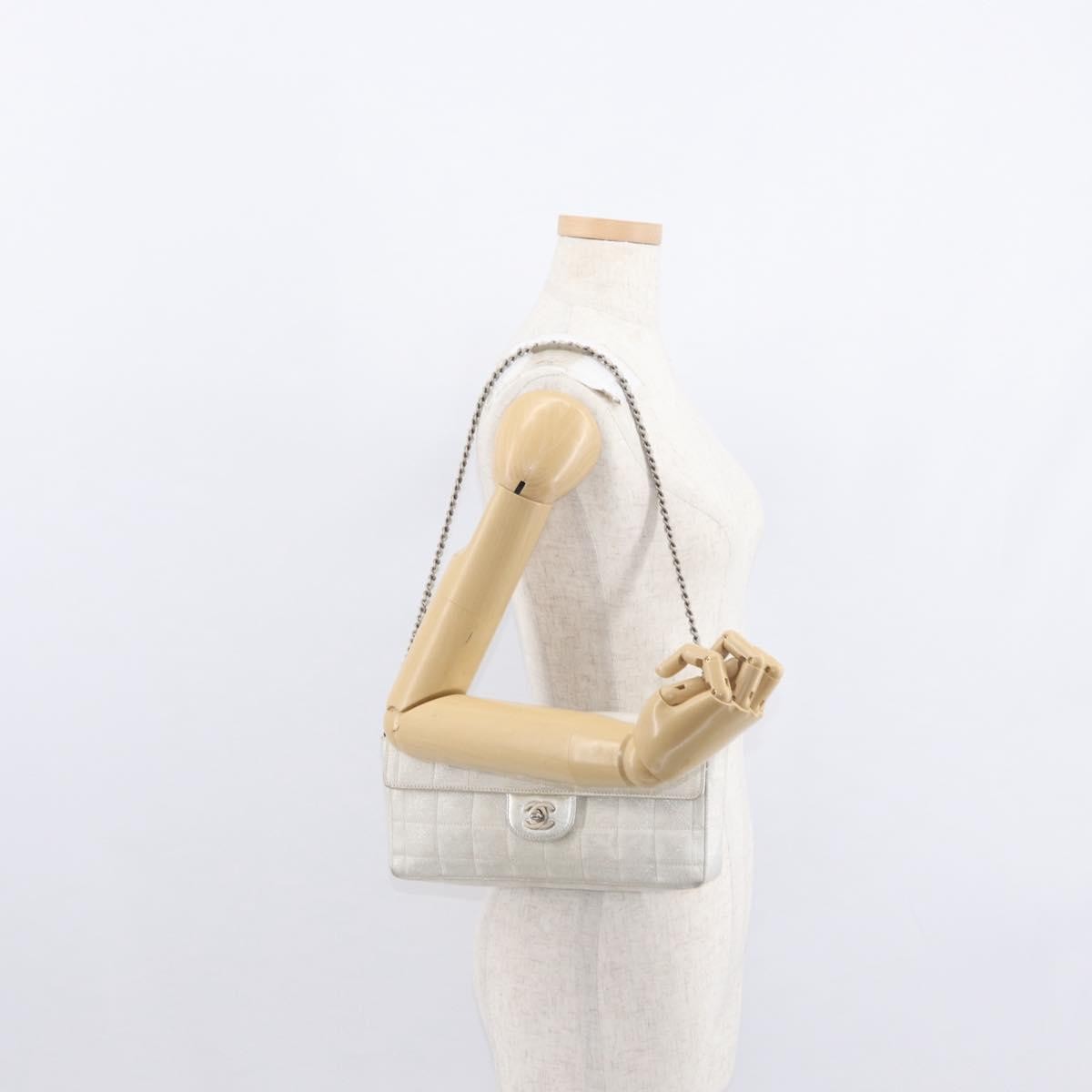 Chanel Travel Line Flap Bag Canvas, SILVER, CANVAS, Shoulder bag