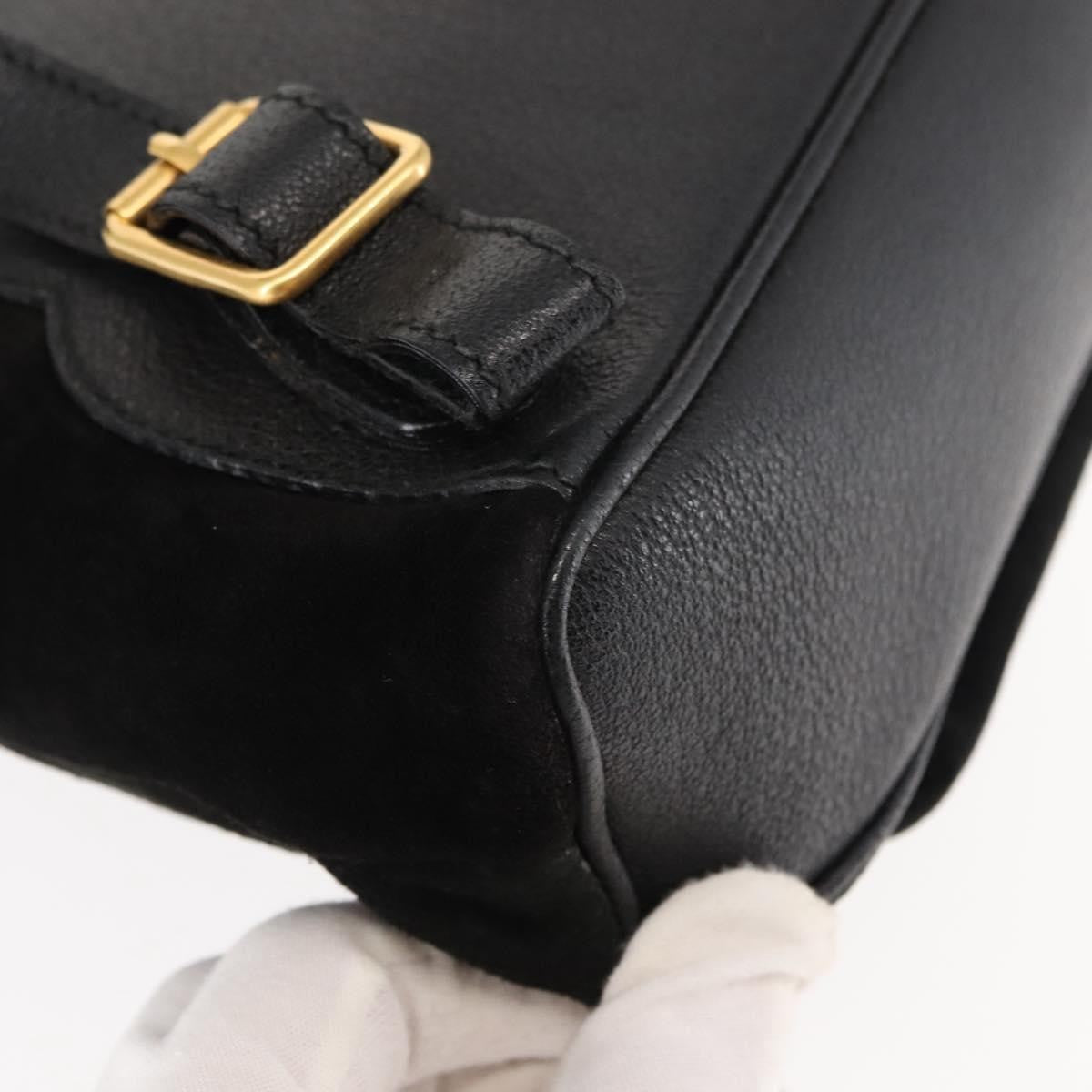 Gucci Vintage Bamboo Backpack Suede, BLACK, SUEDE, Backpack