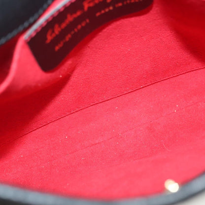 Salvatore Ferragamo Gancini Chain Shoulder bag Suede, BLACK, SUEDE, Shoulder bag