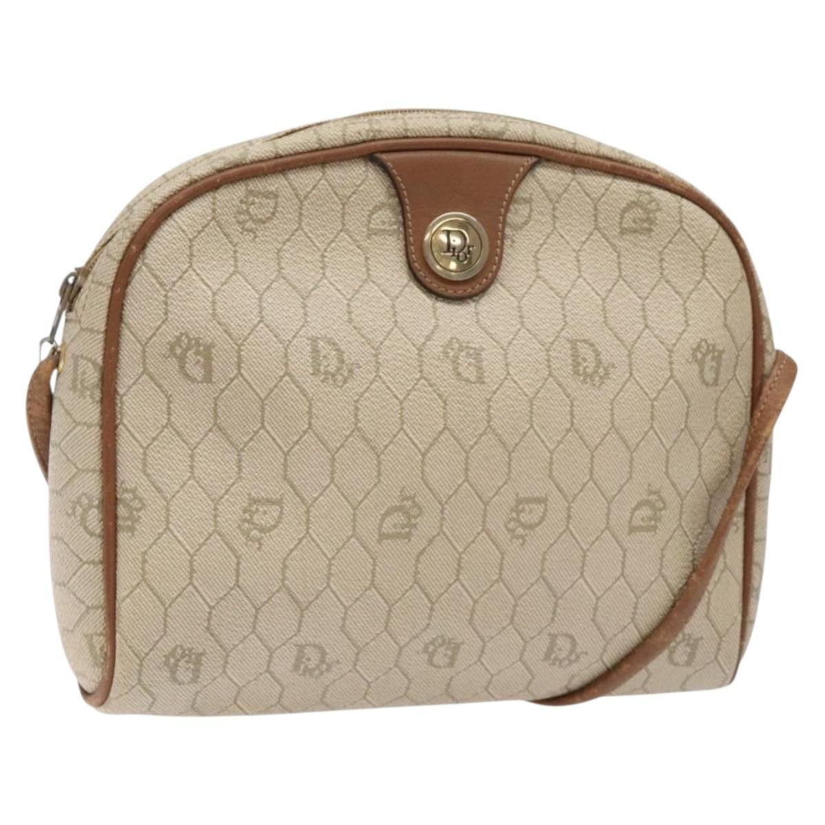 Christian Dior Vintage Honeycomb Shoulder Bag Canvas, BEIGE, CANVAS, Shoulder bag