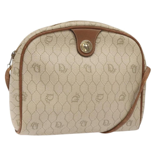 Christian Dior Vintage Honeycomb Shoulder Bag Canvas, BEIGE, CANVAS, Shoulder bag