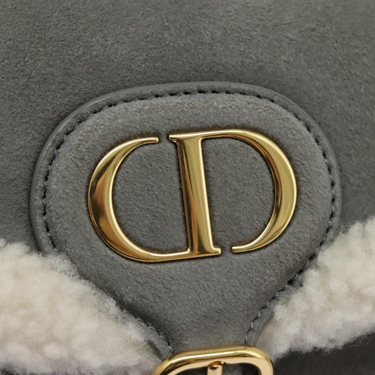 Christian Dior Bobby Flap Bag Shearling and Suede, GRAY, SUEDE, Shoulder bag