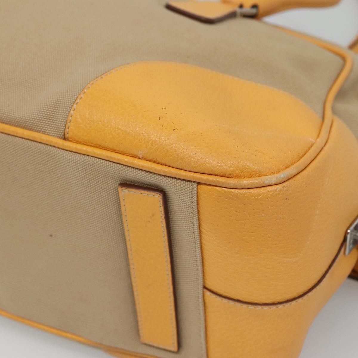 Prada Bauletto Bag Canvas with Leather, BEIGE, CANVAS, Handbag