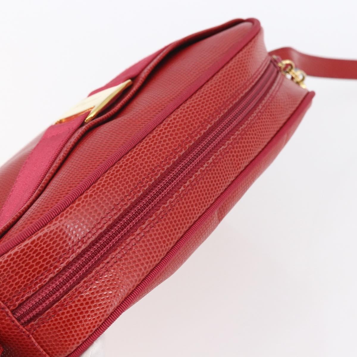 Salvatore Ferragamo Vala Shoulder Bag Embossed Leather, RED, LEATHER, Shoulder bag