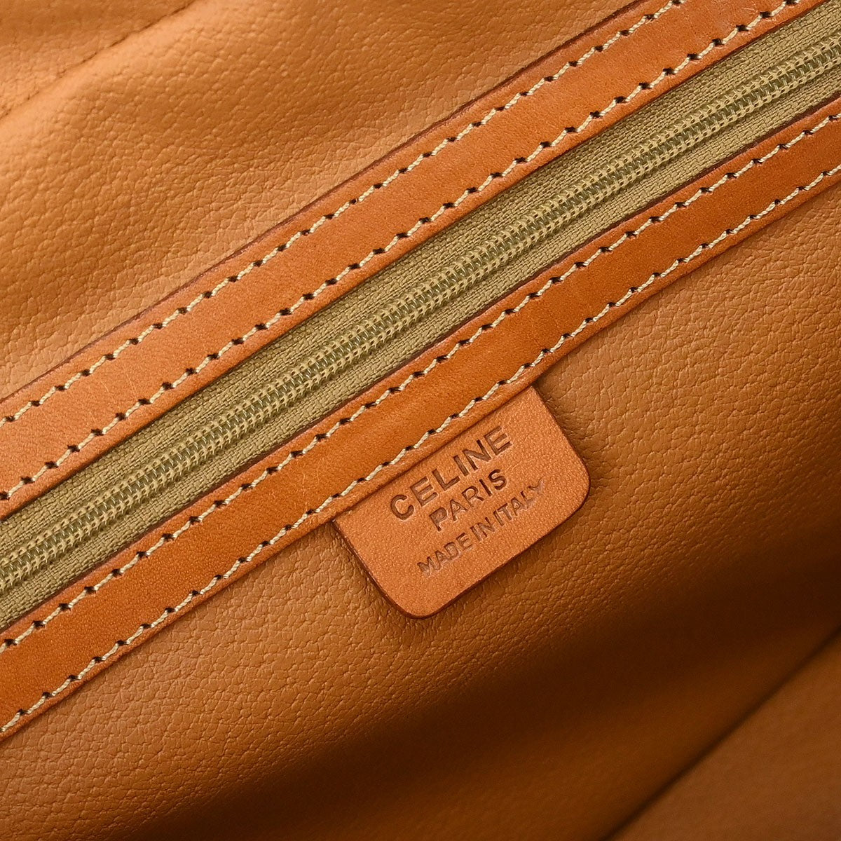 Celine Vintage Macadam Handbag Canvas and Leather, BROWN, CANVAS, Handbag