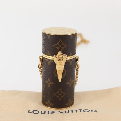 Louis Vuitton Lipstick Case on Chain Monogram Canvas, BROWN, CANVAS, Clutche & pouche