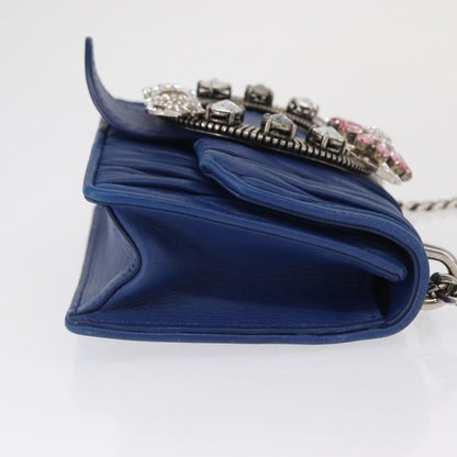 Miu Miu Madras Crystal Buckle Shoulder Bag Leather, Blue, Leather, Shoulder Bag