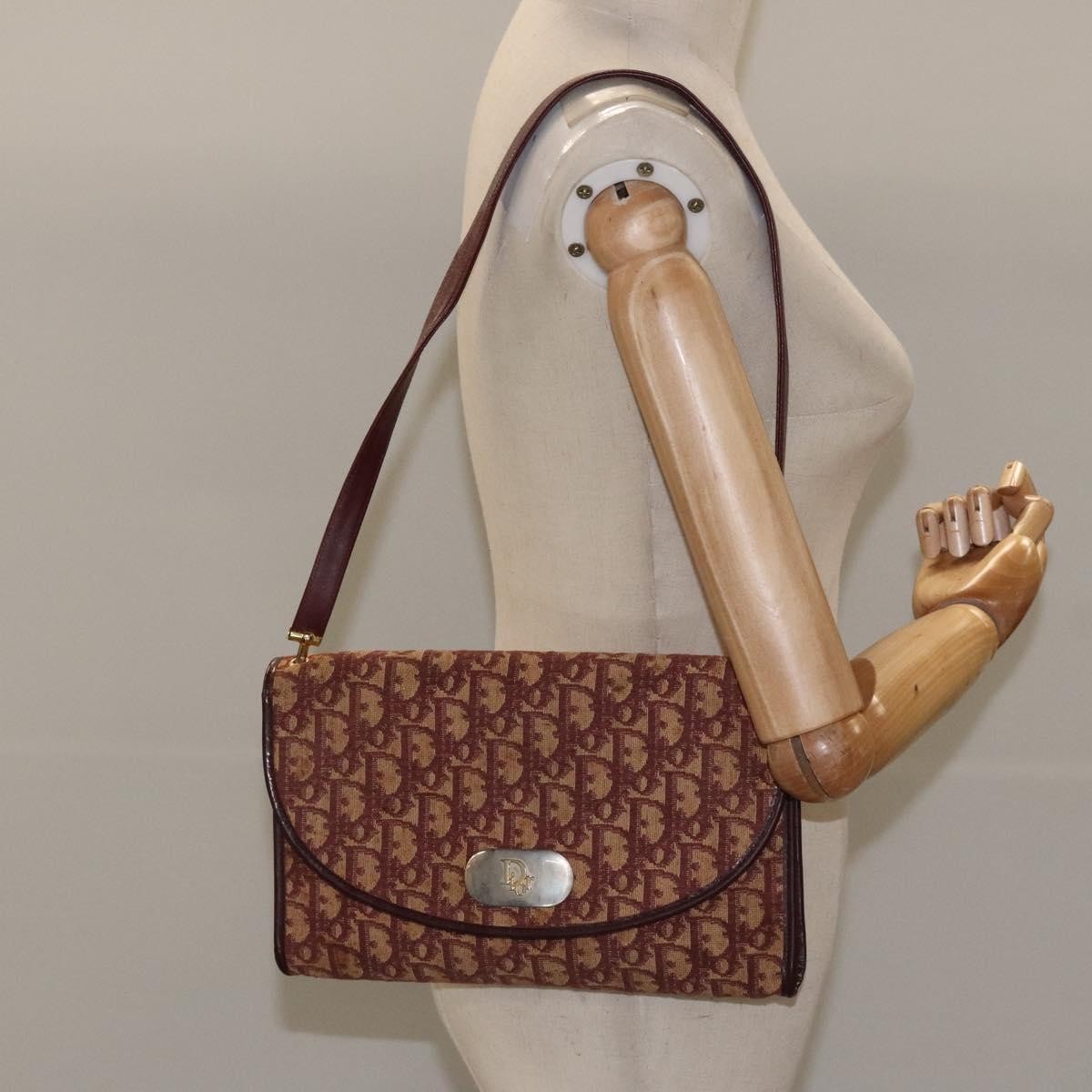 Christian Dior Vintage Trotter Flap Shoulder Bag Canvas, RED, CANVAS, Shoulder bag