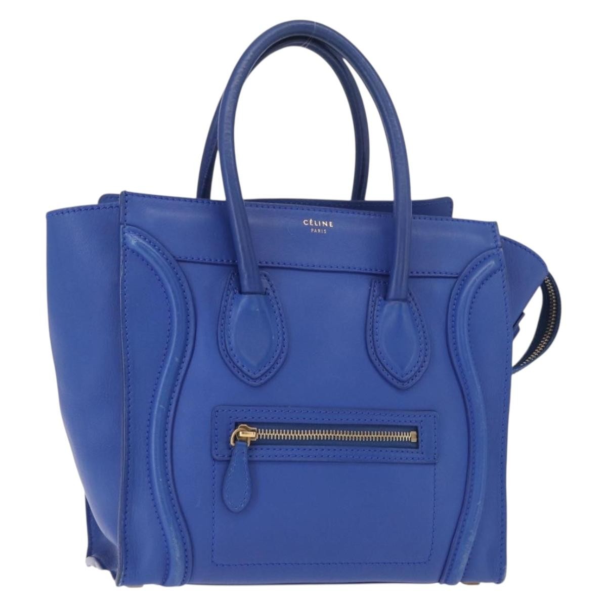 Celine Luggage Bag Smooth Leather, BLUE, LEATHER, Handbag