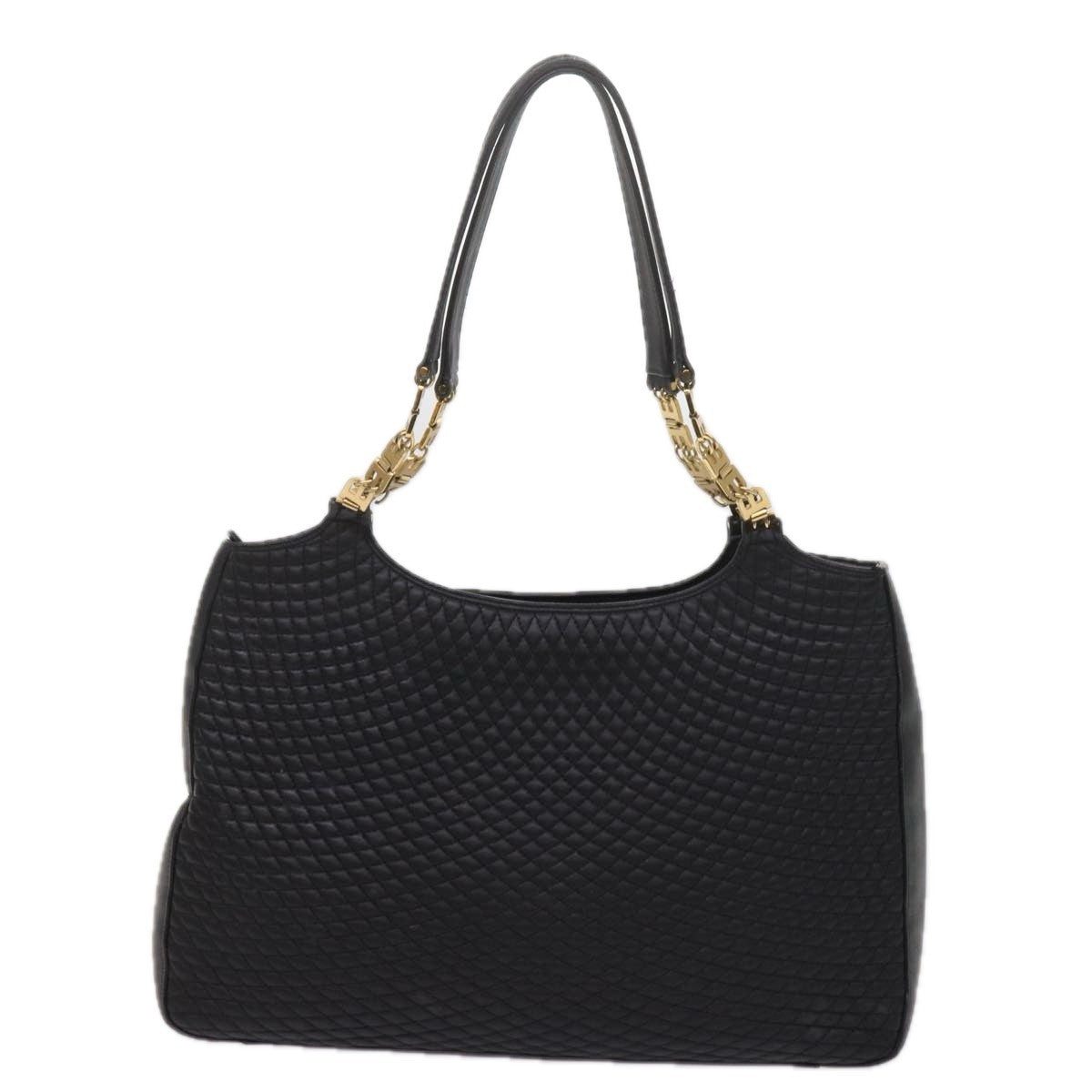 Bally Vintage Chain Shoulder Bag Quilted Leather, BLACK, LEATHER, Tote bag