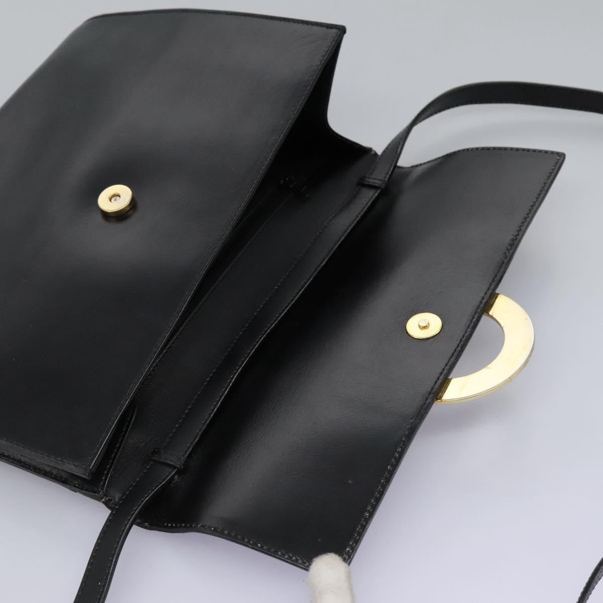 Celine Vintage Circle Logo Crossbody Bag Leather, BLACK, LEATHER, Crossbody bag