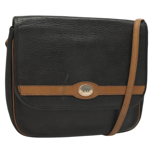 Christian Dior Vintage Trotter Crossbody Bag Leather, BLACK, LEATHER, Clutche & pouche