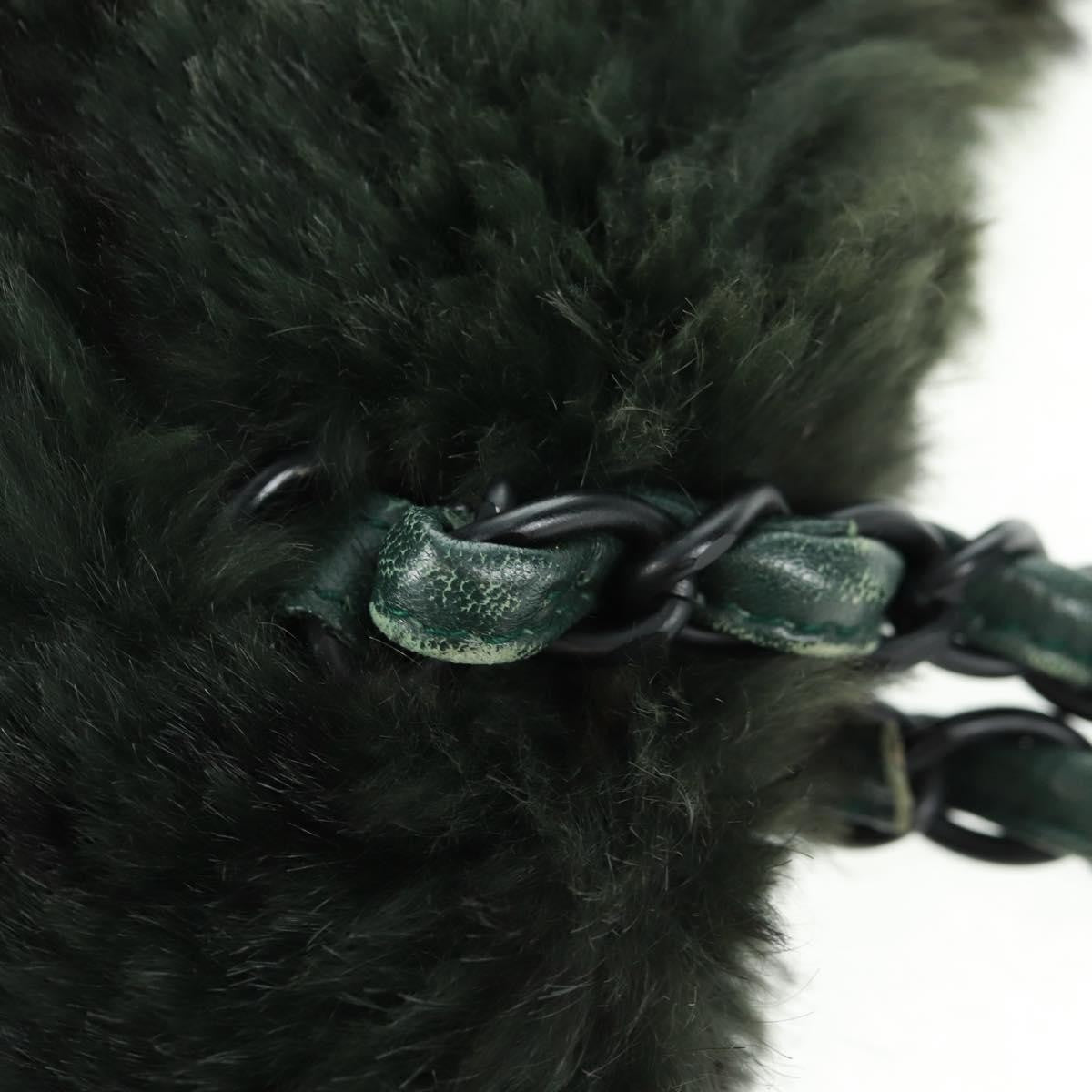 Chanel Vintage CC Chain Tote Printed Lapin Fur, GREEN, FAUX_FUR, Tote bag