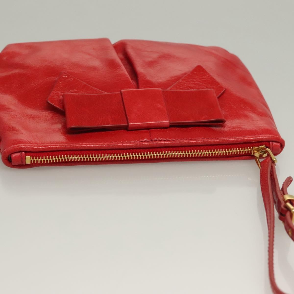 Miu Miu Zip Wristlet Pouch Leather, RED, LEATHER, Clutche & pouche