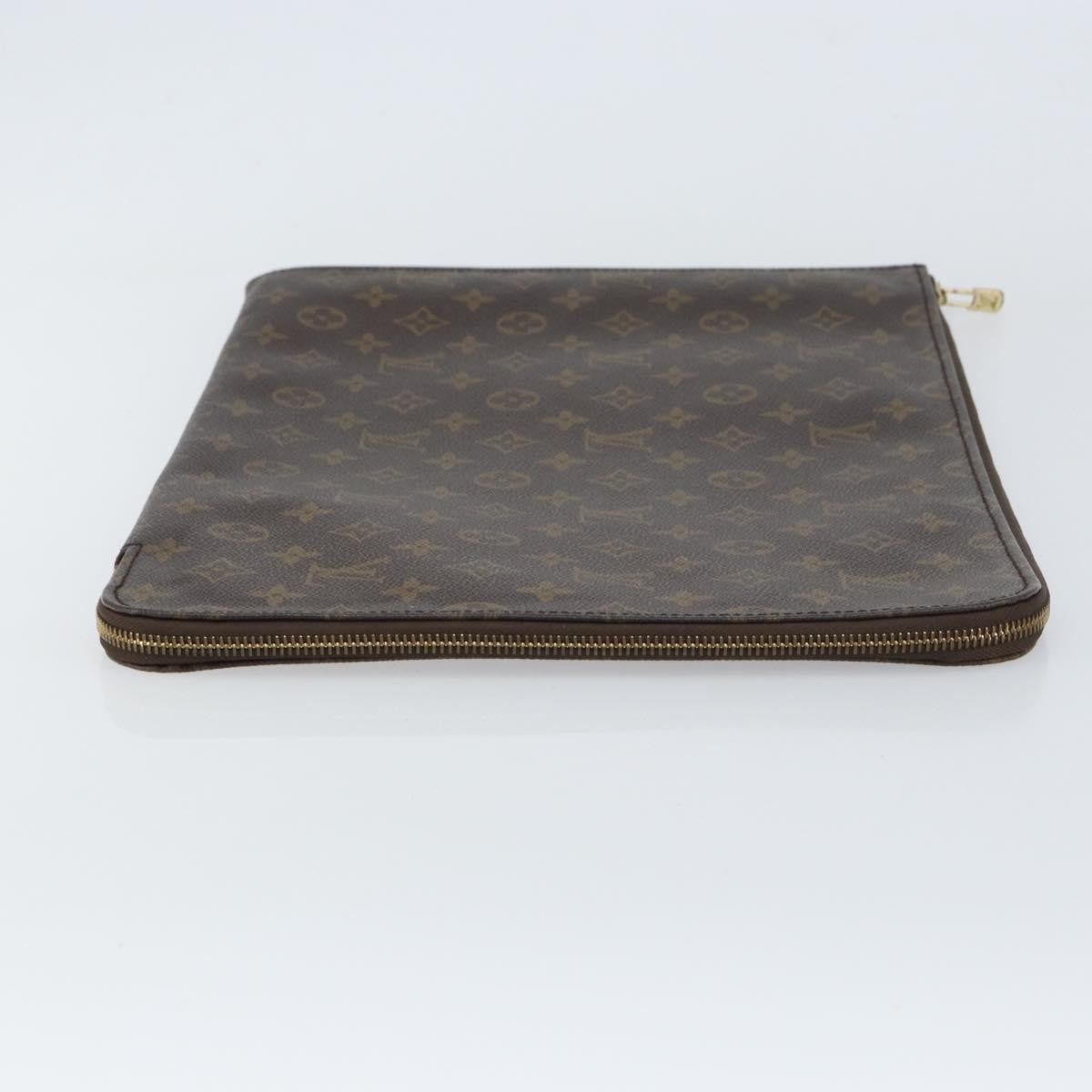 Louis Vuitton Poche Documents Monogram Canvas, BROWN, CANVAS, Clutche & pouche