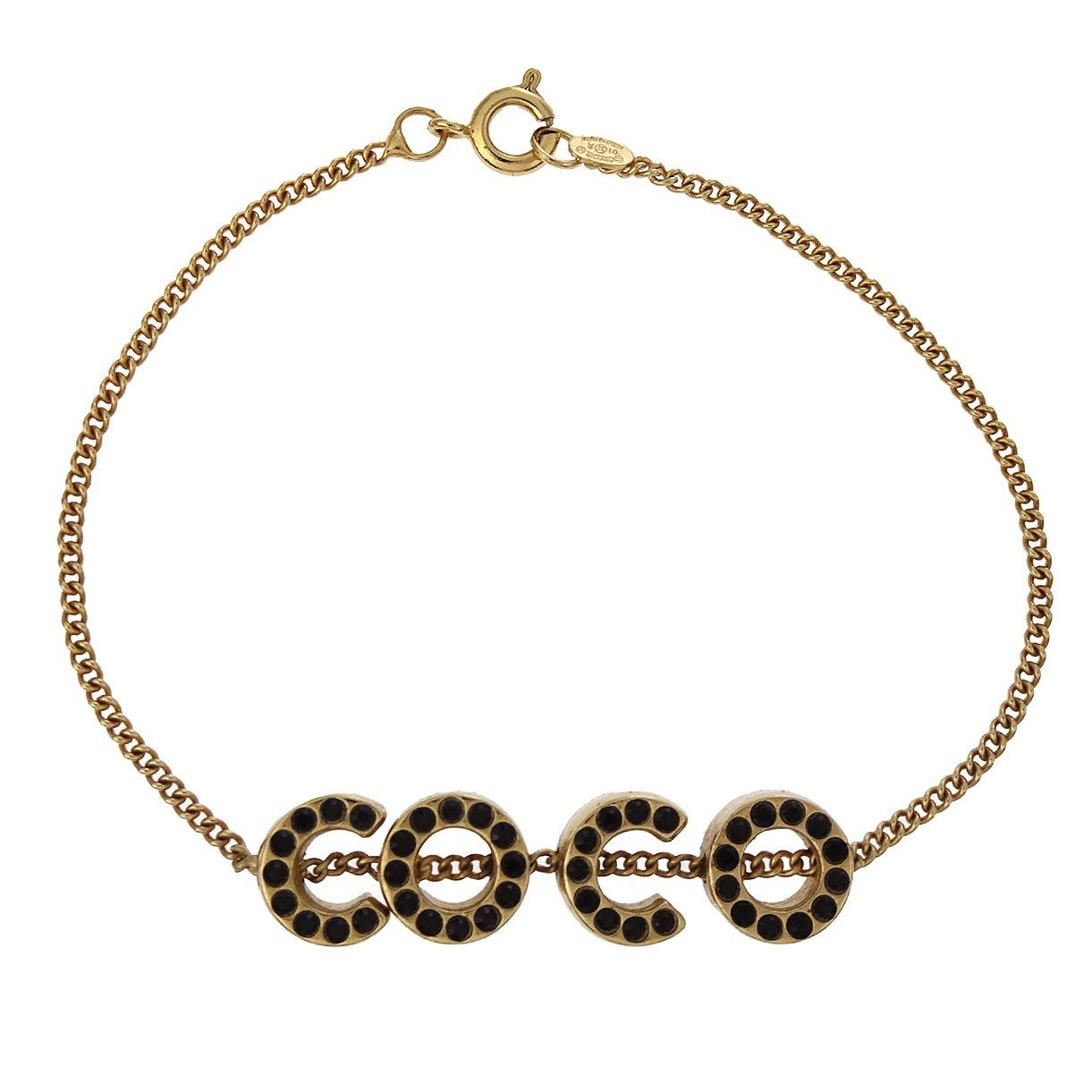 Chanel CC Charm Bracelet Metal with Crystal, GOLD, GOLD_PLATED, Bracelet